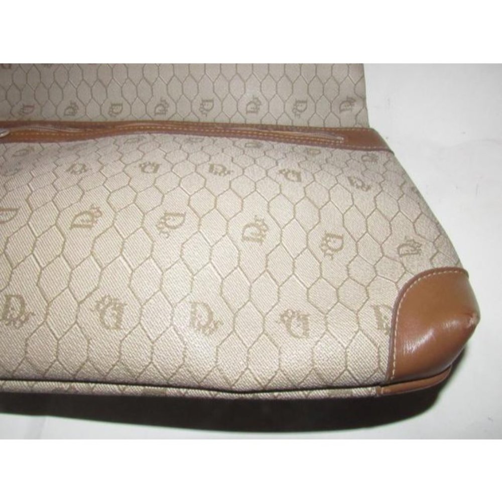 Vintage Dior Shades Of Brown Honeycomb Print Coated Canvas Clutch - Picture 5 of 12